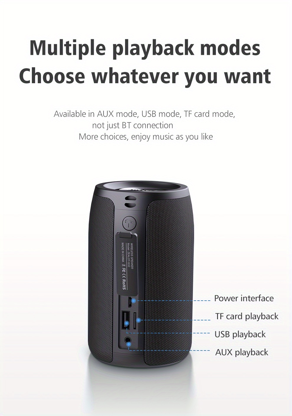 premium wireless speaker s32 mini portable hifi subwoofer with fm radio tf tws usb parties outdoors celebrations great gift for men women friends details 9