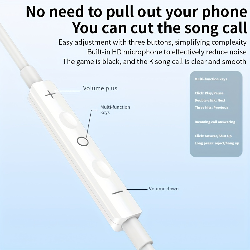 usb c wired in ear earphones with mic single ear wireless headset compatible with iphone 15 android phones most usb no battery needed details 3