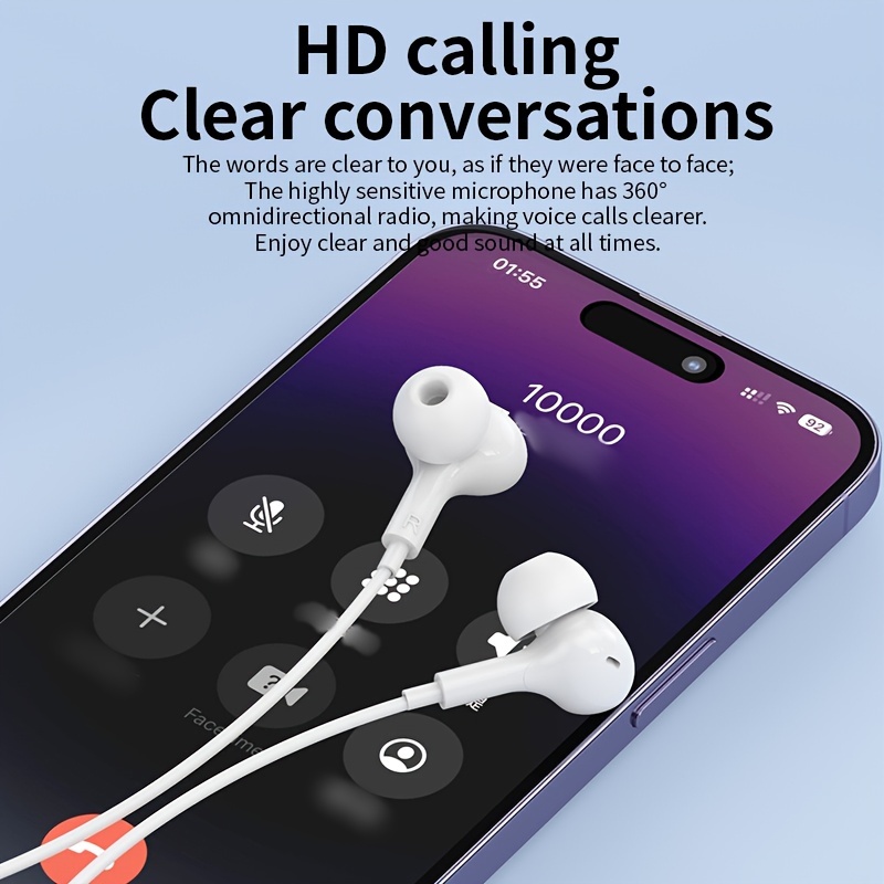 usb c wired in ear earphones with mic single ear wireless headset compatible with iphone 15 android phones most usb no battery needed details 5